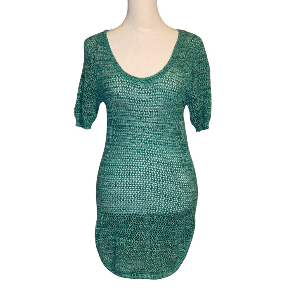 See by Chloe teal scoopneck short sleeve knit top size 4